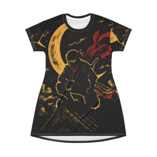 ninja t shirt dress, cool casual dress, streetwear style, gift for gamers, anime inspired outfit
