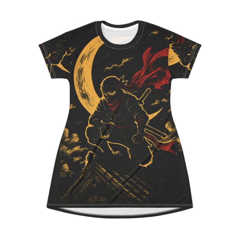 ninja t shirt dress, cool casual dress, streetwear style, gift for gamers, anime inspired outfit