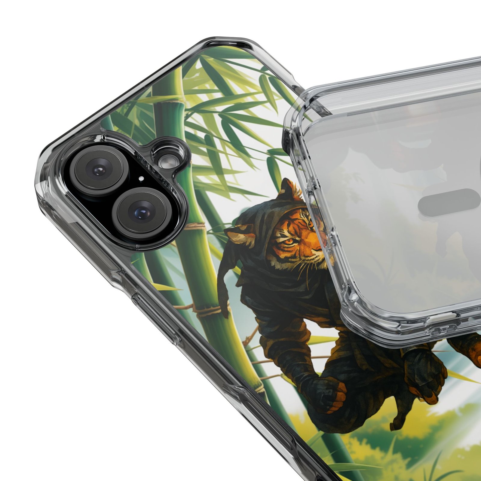 ninja tiger iphone case clear magnetic impact case, bold animal design, unique gift for cat lovers, phone protection, trendy accessories ninja tiger iphone case clear magnetic impact case, bold animal design, unique gift for cat lovers, phone protection, trendy accessories