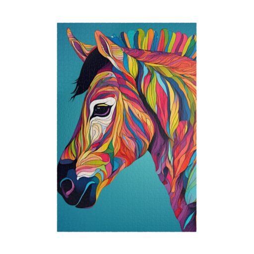 vibrant horse puzzle colorful animal art, fun for all ages, great gift for kids & adults, unique home decor, perfect for family game night