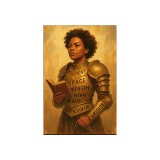 armor made of stories ,warrior woman wall art, strength & resilience | perfect for home decor, gift for friends, motivational art