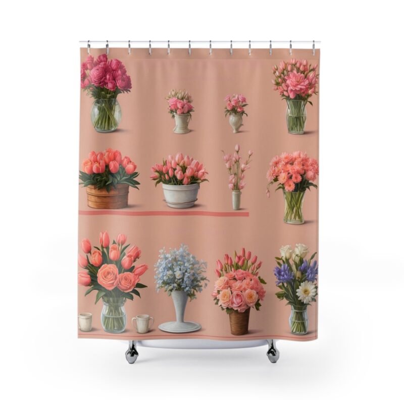 floral shower curtain: elegant flower design for bathroom decor, spring home decor, gift for flower lovers, mother's day, wedding