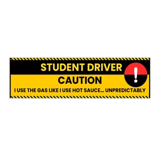 funny student driver bumper stickers, car decal, caution student driver gift, student driver gift, teen driver gift, driving humor sticker