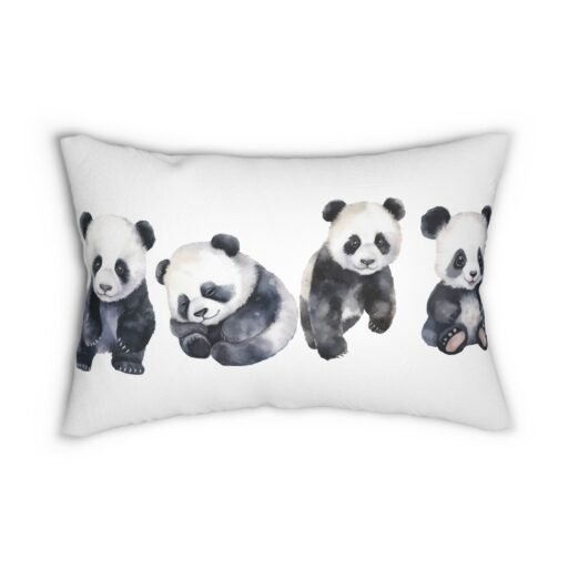 cute panda spun polyester lumbar pillow (in white), decor, animal lovers gift, room accent, cozy home decor