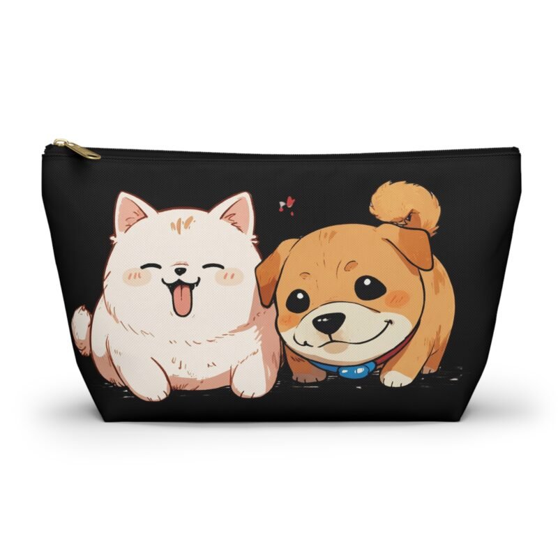 black cute animal accessory pouch, dog lovers gift, pet themed makeup bag, cute pouch for pets, gift for animal lovers