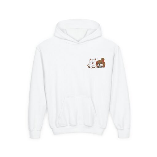 adorable embroidered cat dog puppy youth hoodie, cute gift for kids, perfect for birthdays, cozy sweatshirt for casual wear