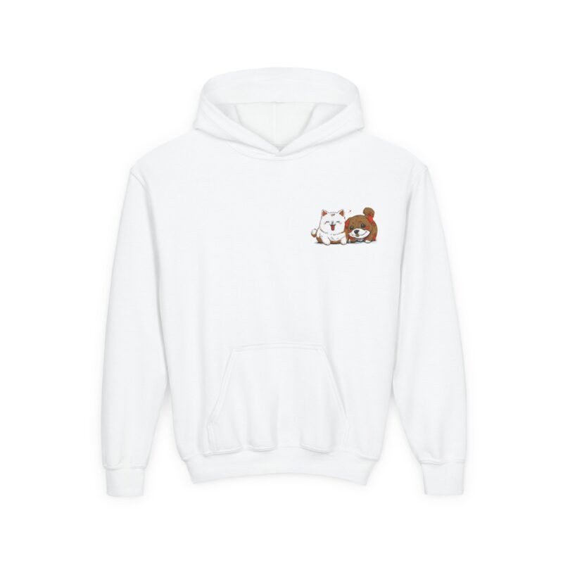 adorable embroidered cat dog puppy youth hoodie, cute gift for kids, perfect for birthdays, cozy sweatshirt for casual wear