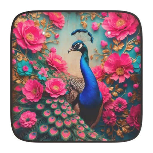 peacock floral car sun shades vibrant protection, perfect for summer, road trips, and gifts, uv blocker, auto accessories