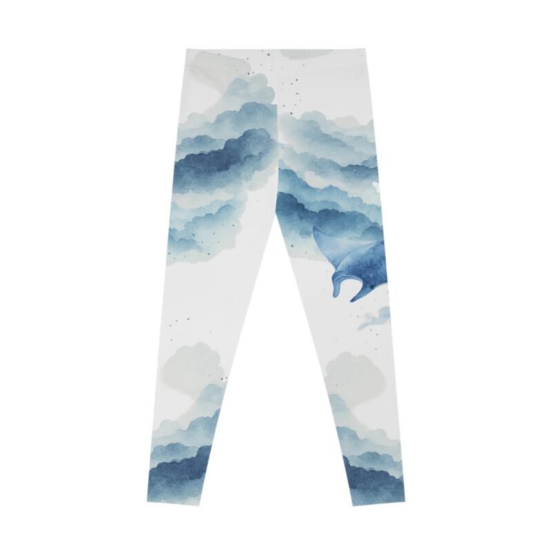 ocean waves manta ray stretchy leggings, yoga pants, athletic leisure wear, fitness fashion, gift for her, beach style