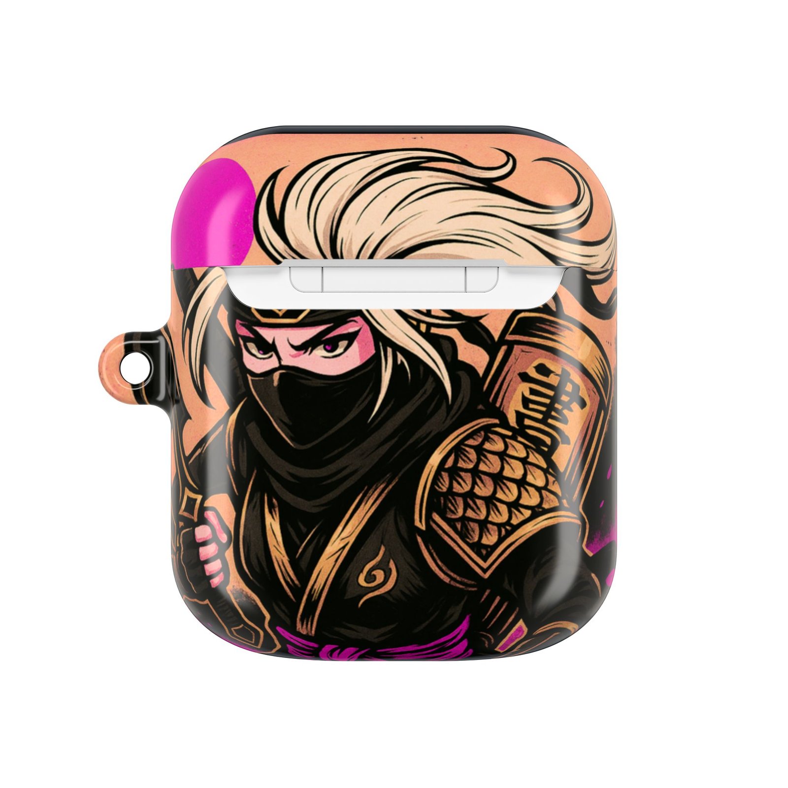 female ninja inspired airpod case, stylish earbud holder, unique gift for gamers, trendy tech accessories, fun anime design female ninja inspired airpod case, stylish earbud holder, unique gift for gamers, trendy tech accessories, fun anime design