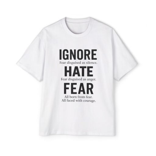 inspirational men's oversized tee courage t shirt, comfortable casual wear, unisex top, fearless fashion, gift for friends