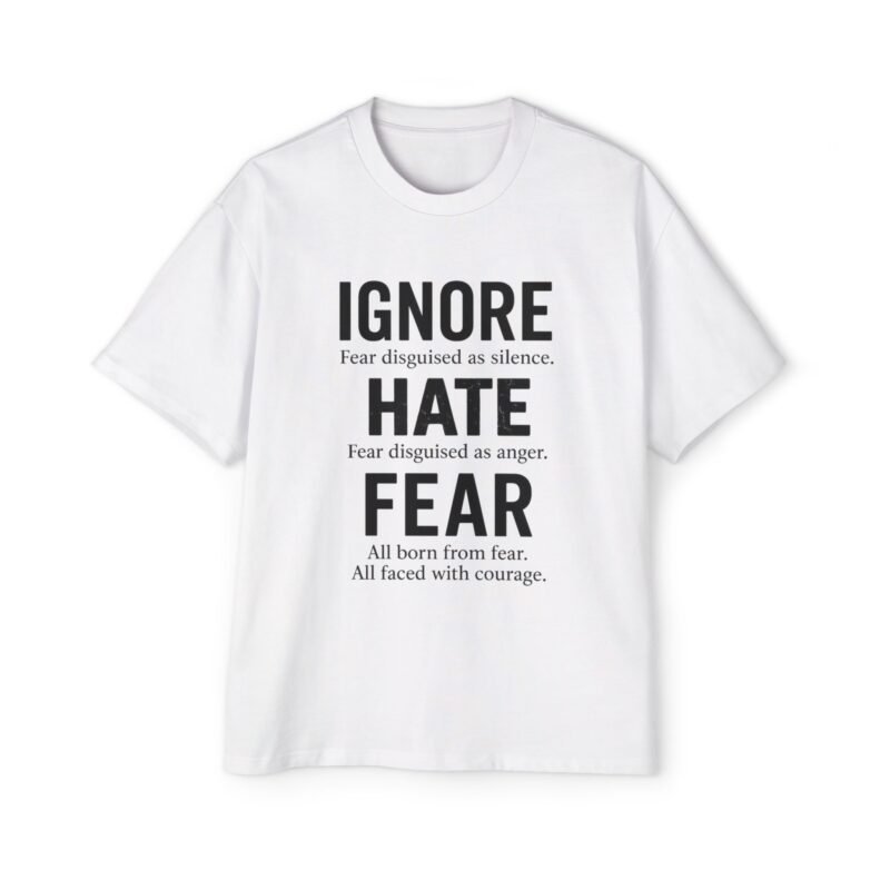 inspirational men's oversized tee courage t shirt, comfortable casual wear, unisex top, fearless fashion, gift for friends