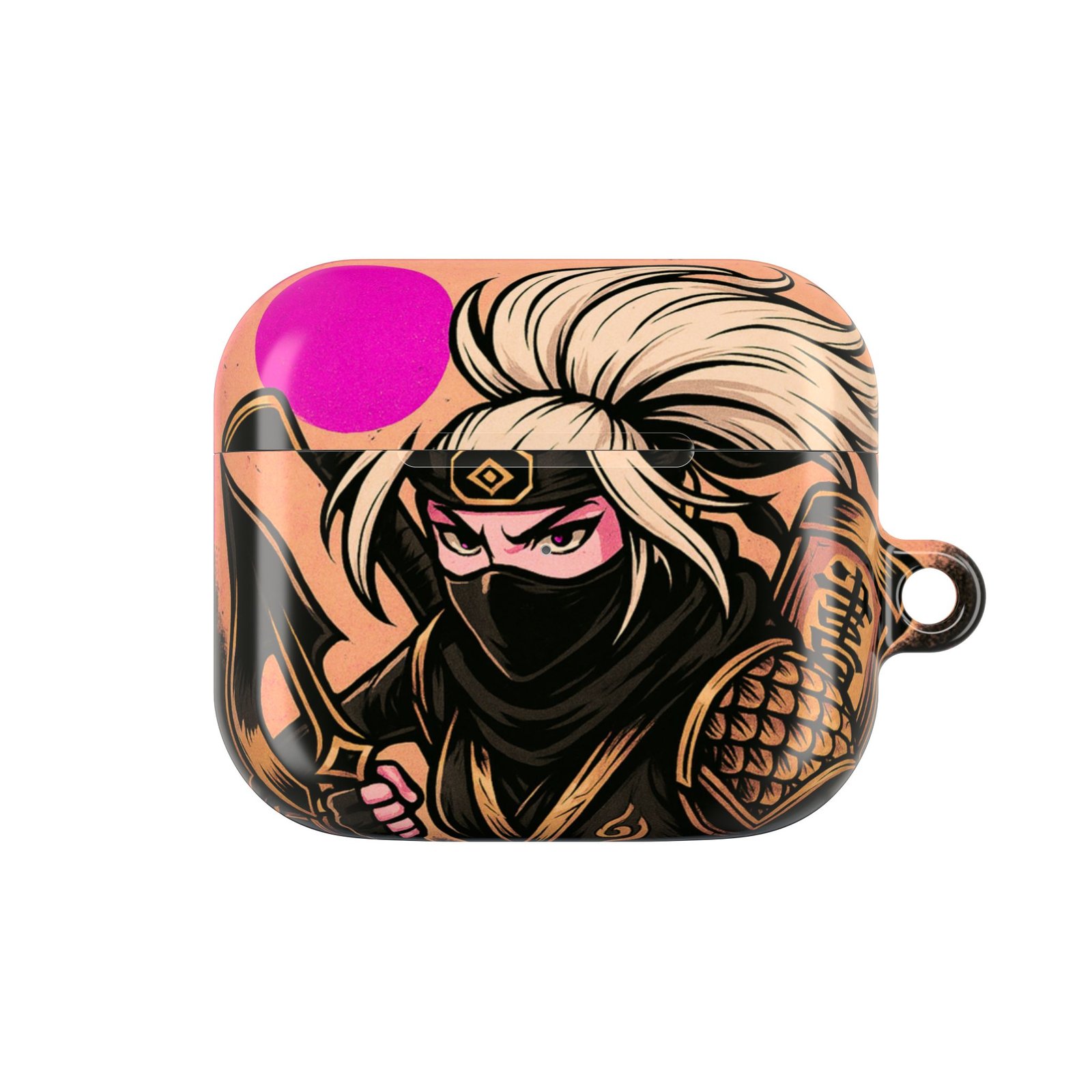 female ninja inspired airpod case, stylish earbud holder, unique gift for gamers, trendy tech accessories, fun anime design female ninja inspired airpod case, stylish earbud holder, unique gift for gamers, trendy tech accessories, fun anime design