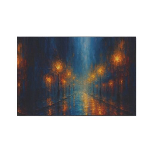 floor mat for rainy city nightscape | impressionist streetlights, reflection, heavy duty rug, home decor, gift for urban dwellers, non slip