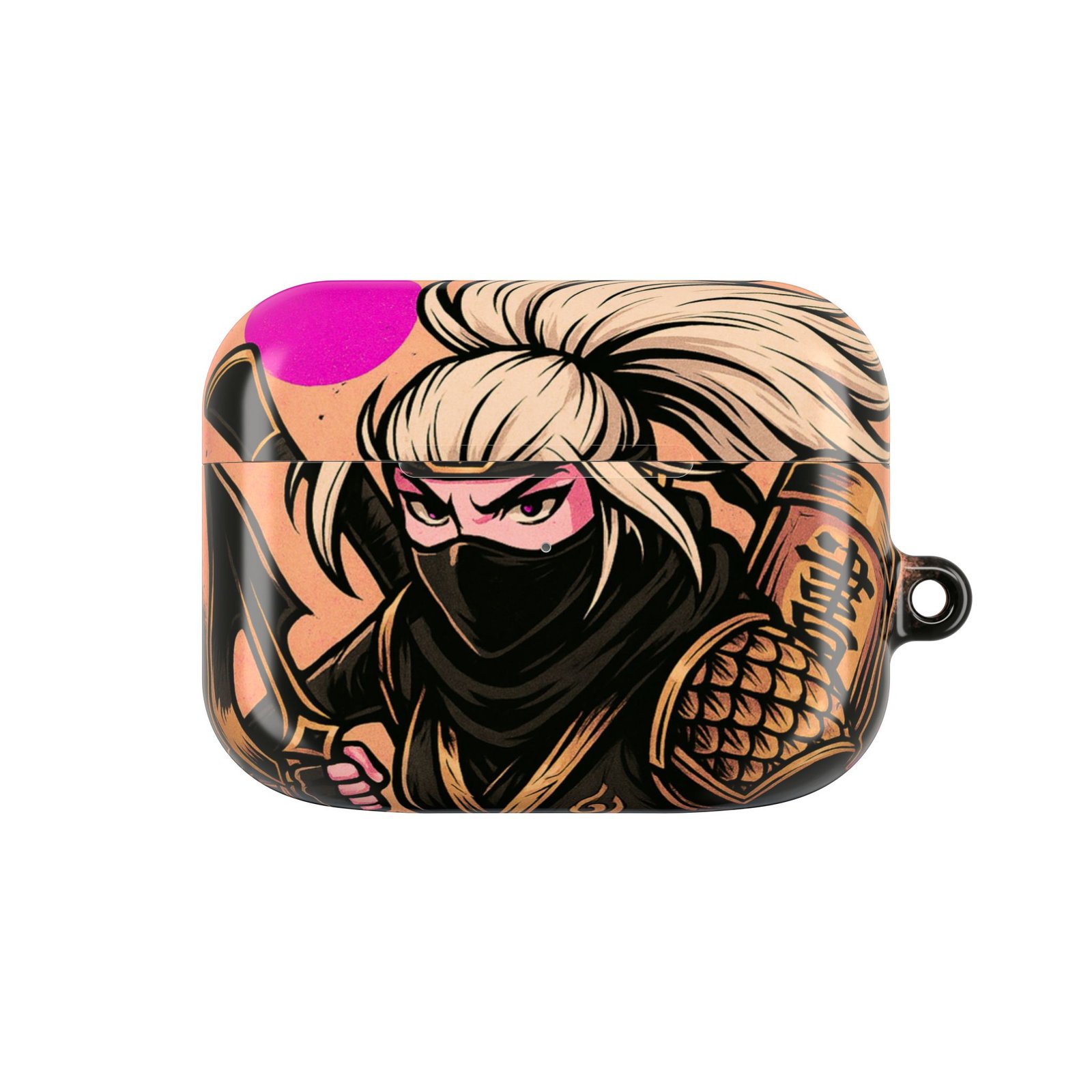 female ninja inspired airpod case, stylish earbud holder, unique gift for gamers, trendy tech accessories, fun anime design female ninja inspired airpod case, stylish earbud holder, unique gift for gamers, trendy tech accessories, fun anime design