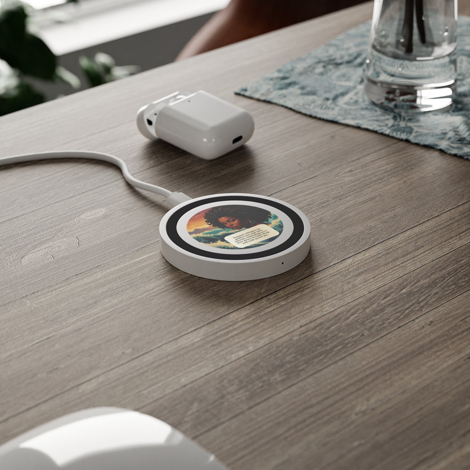 ocean breeze personalized wireless charging pad inspirational decor, modern tech gift, eco friendly gadget, home office essential ocean breeze personalized wireless charging pad inspirational decor, modern tech gift, eco friendly gadget, home office essential