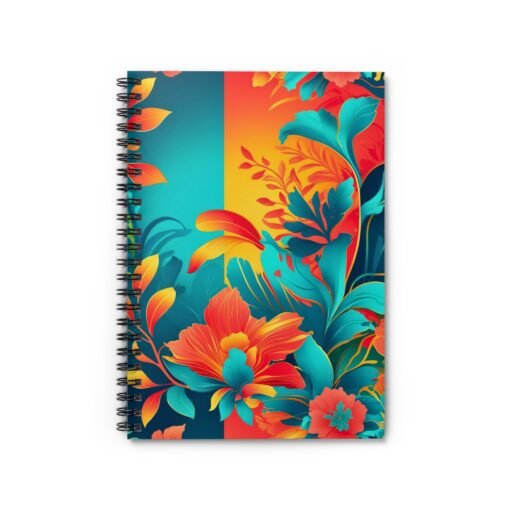 vibrant floral spiral notebook, colorful journal for creative minds, perfect gift for students and artists, floral school supplies, bright
