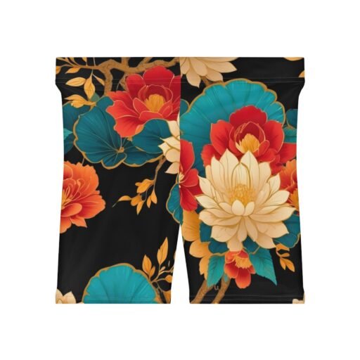 floral print women's biker shorts stylish activewear for fitness, yoga, everyday use, summer outfits, gift idea brushed faux suede