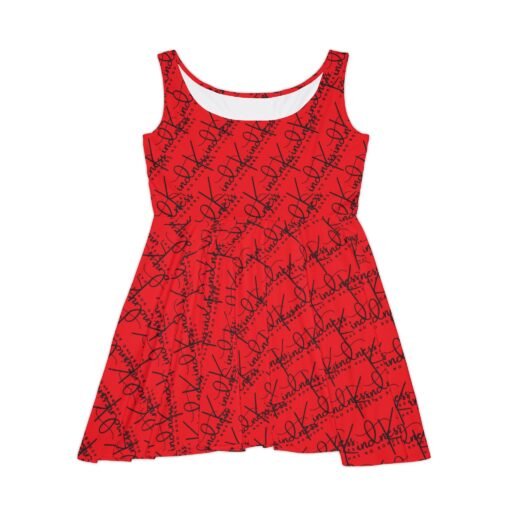 chic red words skater dress, fun summer dress, casual everyday wear, perfect for parties, festivals, and vacations