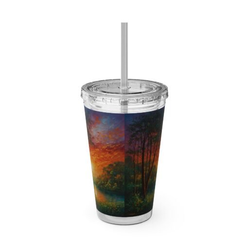 sunsplash tumbler with straw vibrant sunset drinkware for relaxing moments, summer vibe, gift for nature lovers, eco friendly, travel mug