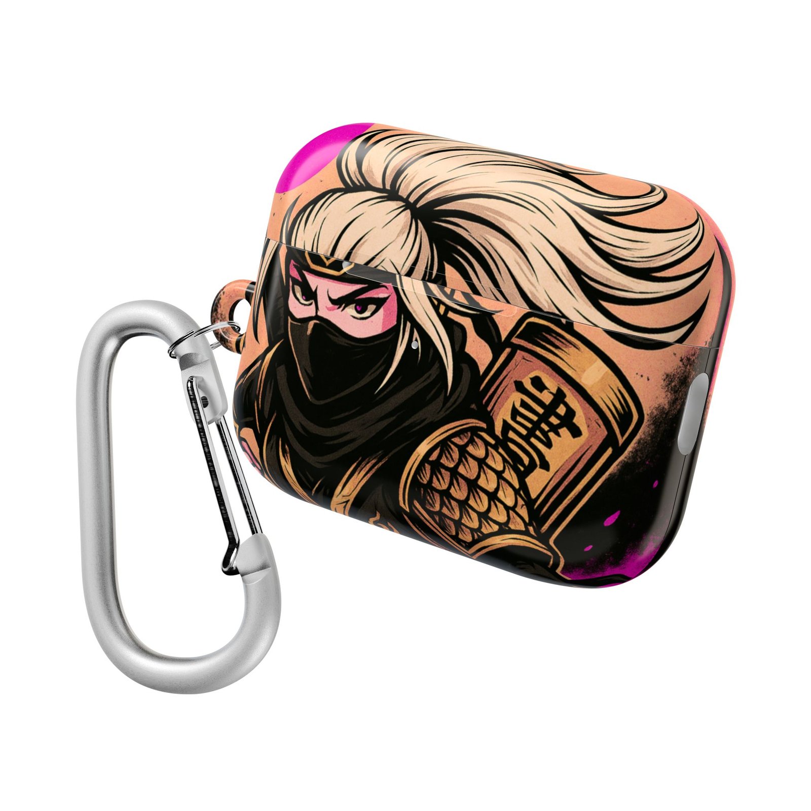 female ninja inspired airpod case, stylish earbud holder, unique gift for gamers, trendy tech accessories, fun anime design female ninja inspired airpod case, stylish earbud holder, unique gift for gamers, trendy tech accessories, fun anime design