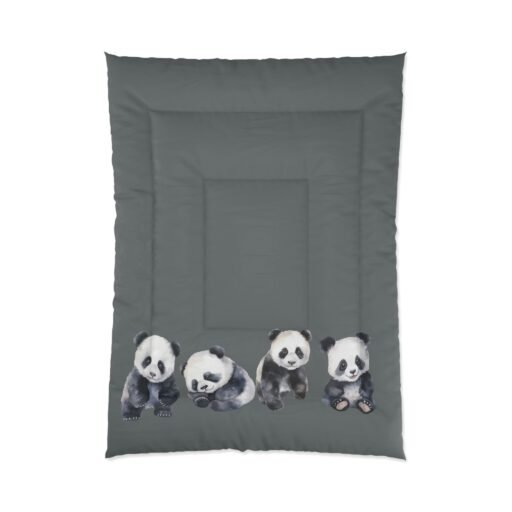 panda paradise comforter grey cozy bedding for animal lovers, kids' room décor, gift, cute bedroom decor, his or her