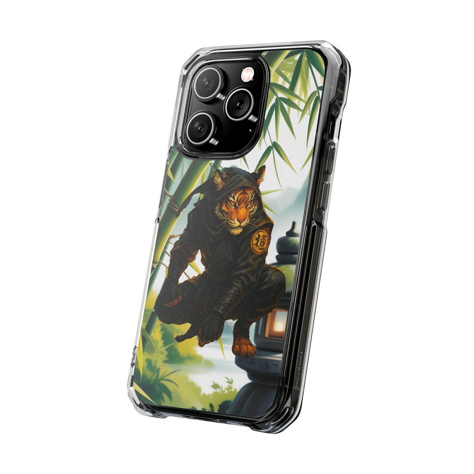 ninja tiger iphone case clear magnetic impact case, bold animal design, unique gift for cat lovers, phone protection, trendy accessories ninja tiger iphone case clear magnetic impact case, bold animal design, unique gift for cat lovers, phone protection, trendy accessories