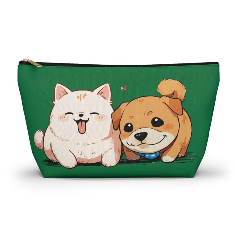 green cute dog themed accessory pouch | pet lover gift, makeup bag, travel organizer, dog mom purse, gift for dog owners