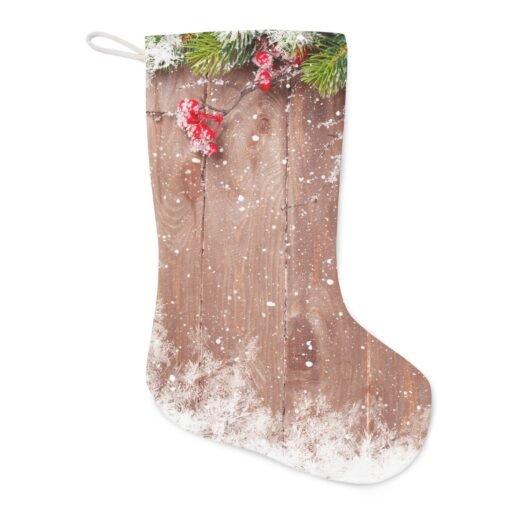 santa stocking, natural wood pattern