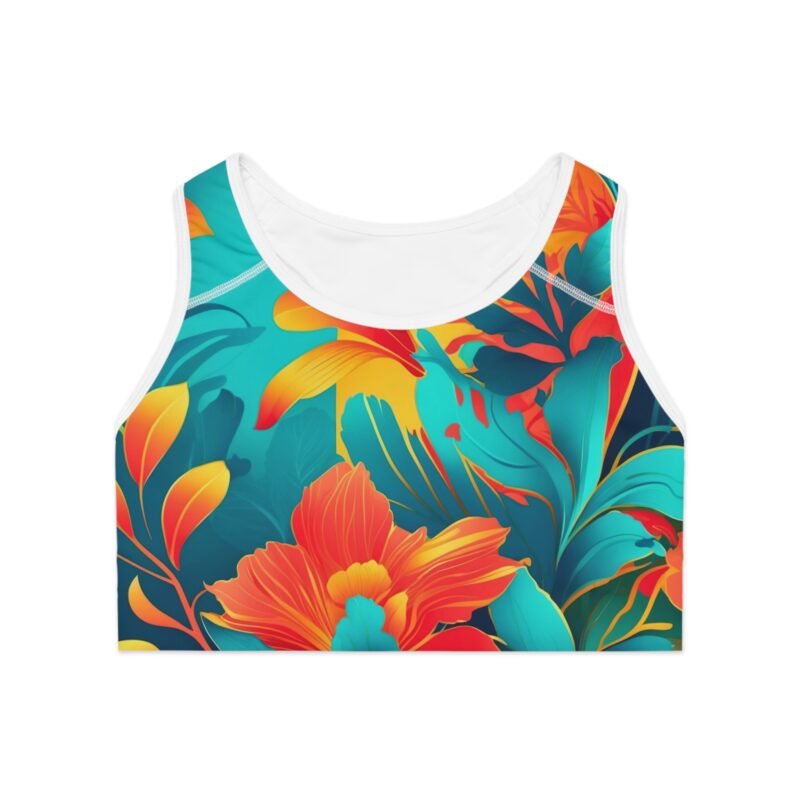vibrant floral sports bra for women compression fit activewear stylish workout top moisture wicking yoga bra for her
