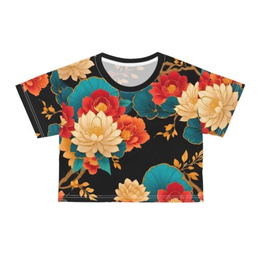 matching floral crop tee vibrant floral print for spring, casual wear, summer outfits, boho style, gift for her