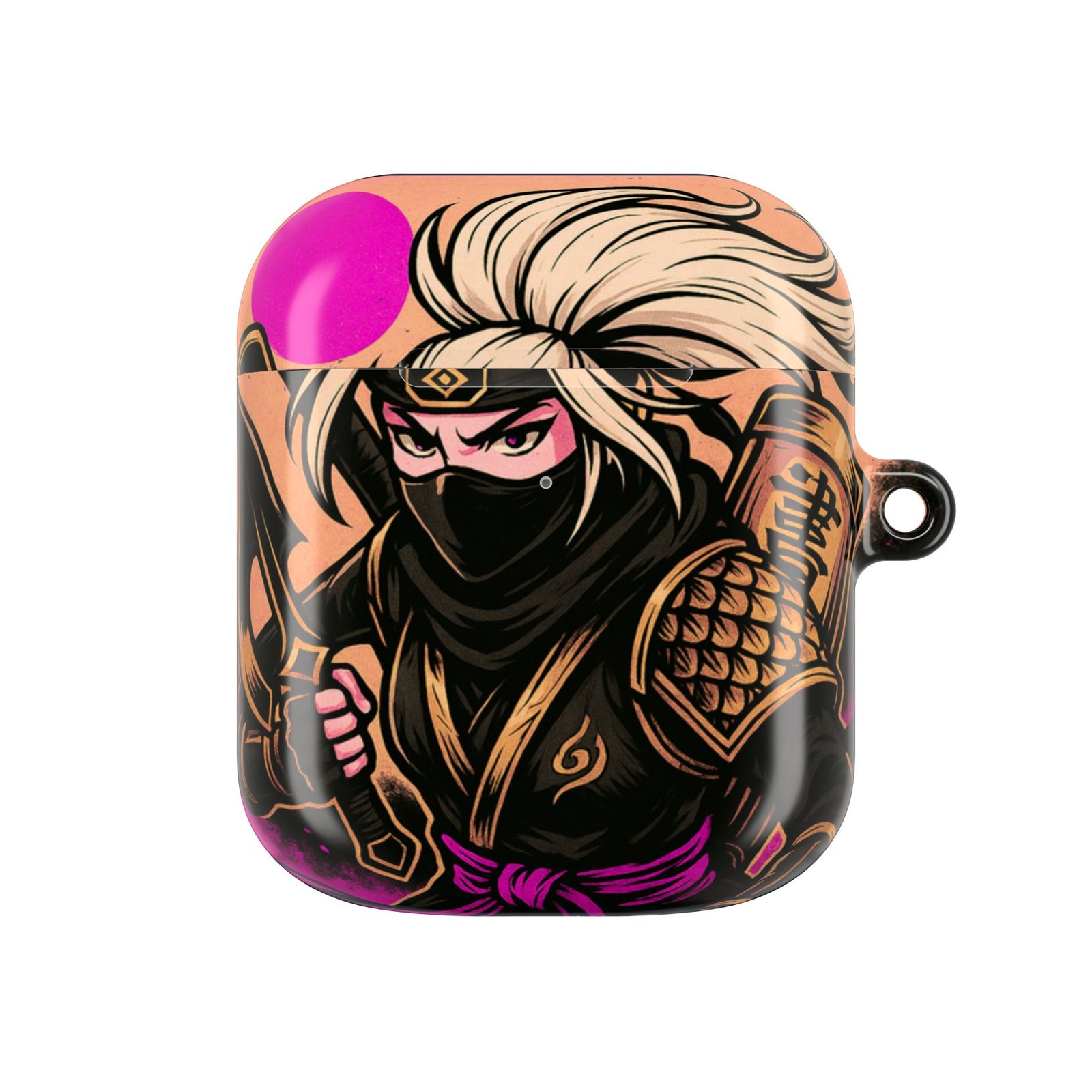 female ninja inspired airpod case, stylish earbud holder, unique gift for gamers, trendy tech accessories, fun anime design female ninja inspired airpod case, stylish earbud holder, unique gift for gamers, trendy tech accessories, fun anime design