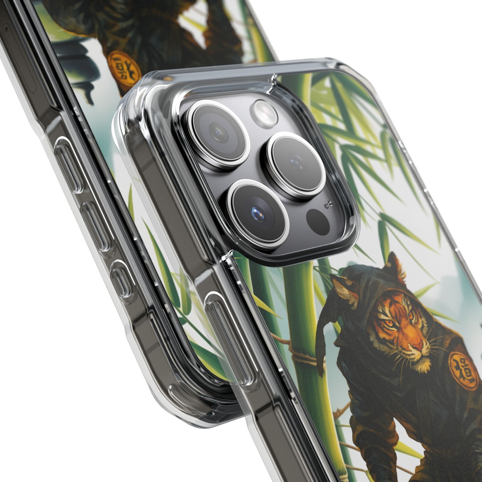 ninja tiger iphone case clear magnetic impact case, bold animal design, unique gift for cat lovers, phone protection, trendy accessories ninja tiger iphone case clear magnetic impact case, bold animal design, unique gift for cat lovers, phone protection, trendy accessories