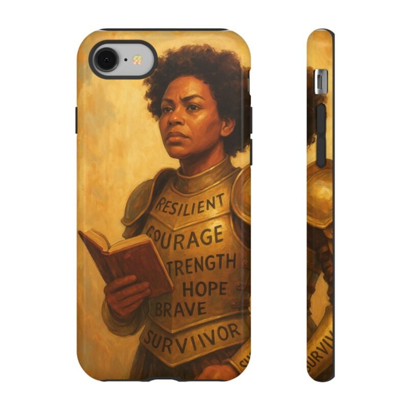 iphone, android and google resilient warrior phone case, empowerment, courage and strength design, gift for survivors, inspirational tech