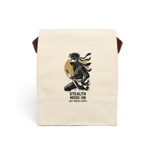 ninja inspired canvas lunch bag, cool lunch tote for kids, teens and adults, stealth,unique gift for students, eco friendly snack carrier