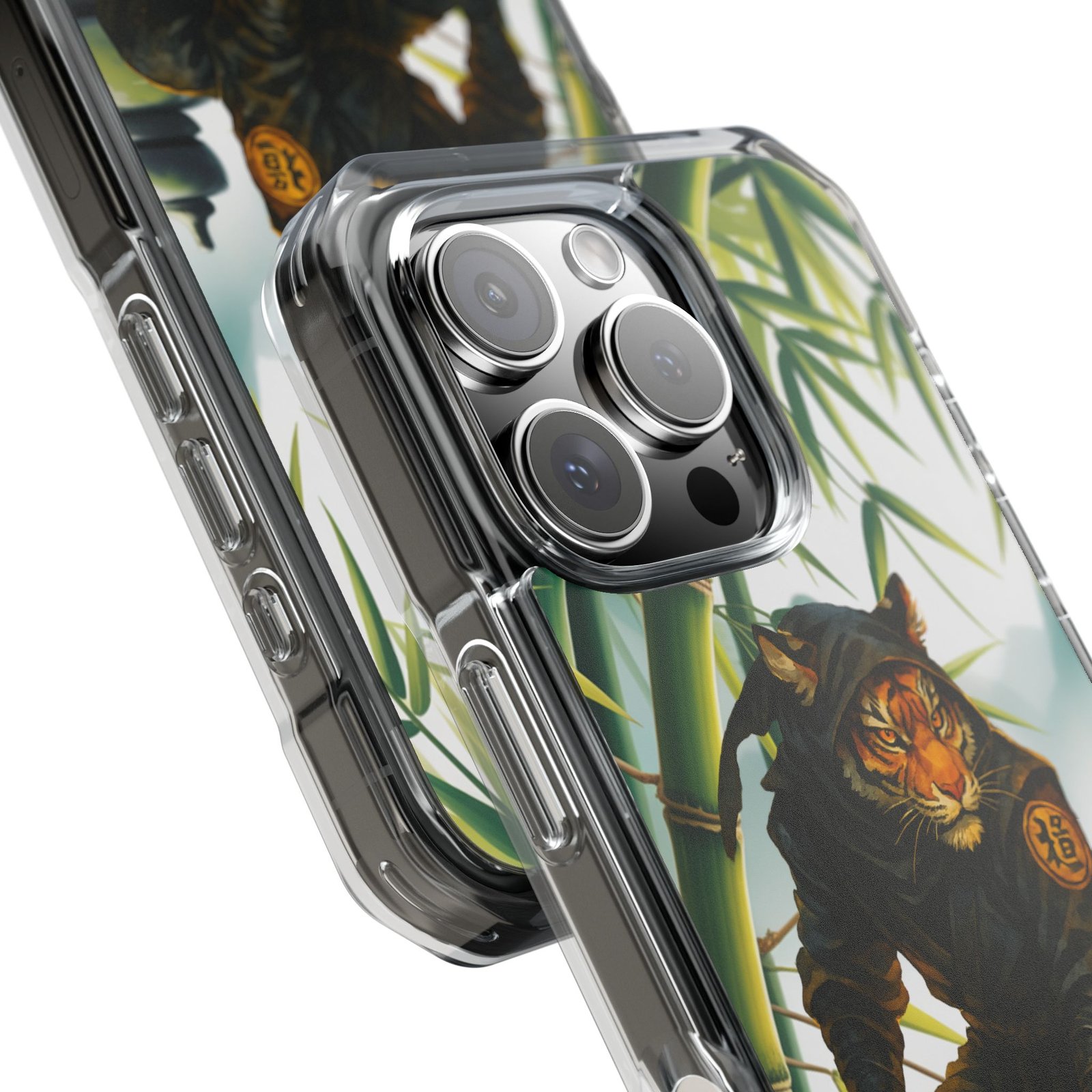 ninja tiger iphone case clear magnetic impact case, bold animal design, unique gift for cat lovers, phone protection, trendy accessories ninja tiger iphone case clear magnetic impact case, bold animal design, unique gift for cat lovers, phone protection, trendy accessories