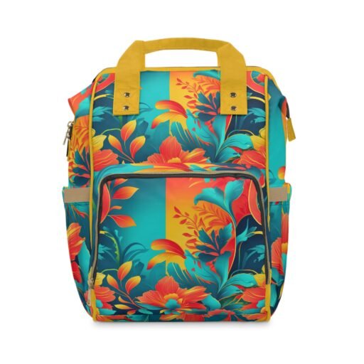 vibrant floral diaper backpack stylish baby bag for moms and dads ; multi pocket, durable, travel ready