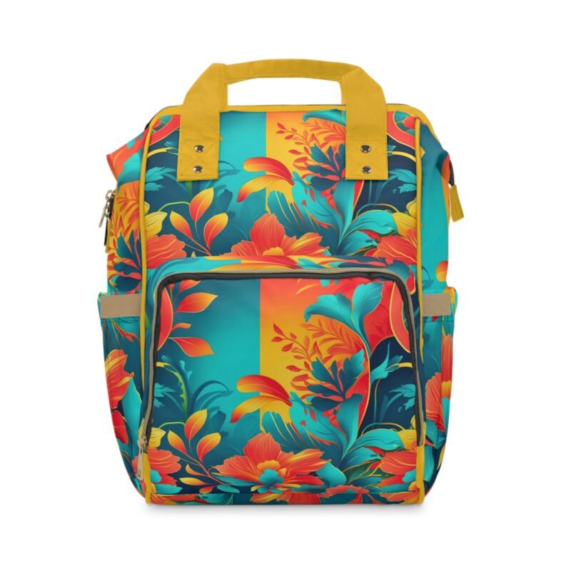 vibrant floral diaper backpack stylish baby bag for moms and dads ; multi pocket, durable, travel ready