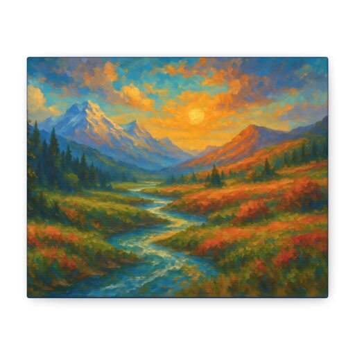 scenic landscape canvas art, multiple sizes, nature wall decor, outdoor lover gift, colorful mountain artwork, home aesthetic piece