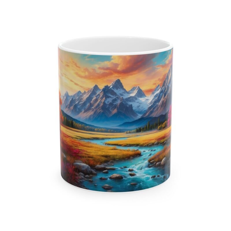 vivid peaks: tranquil waters ceramic 11 oz. mug