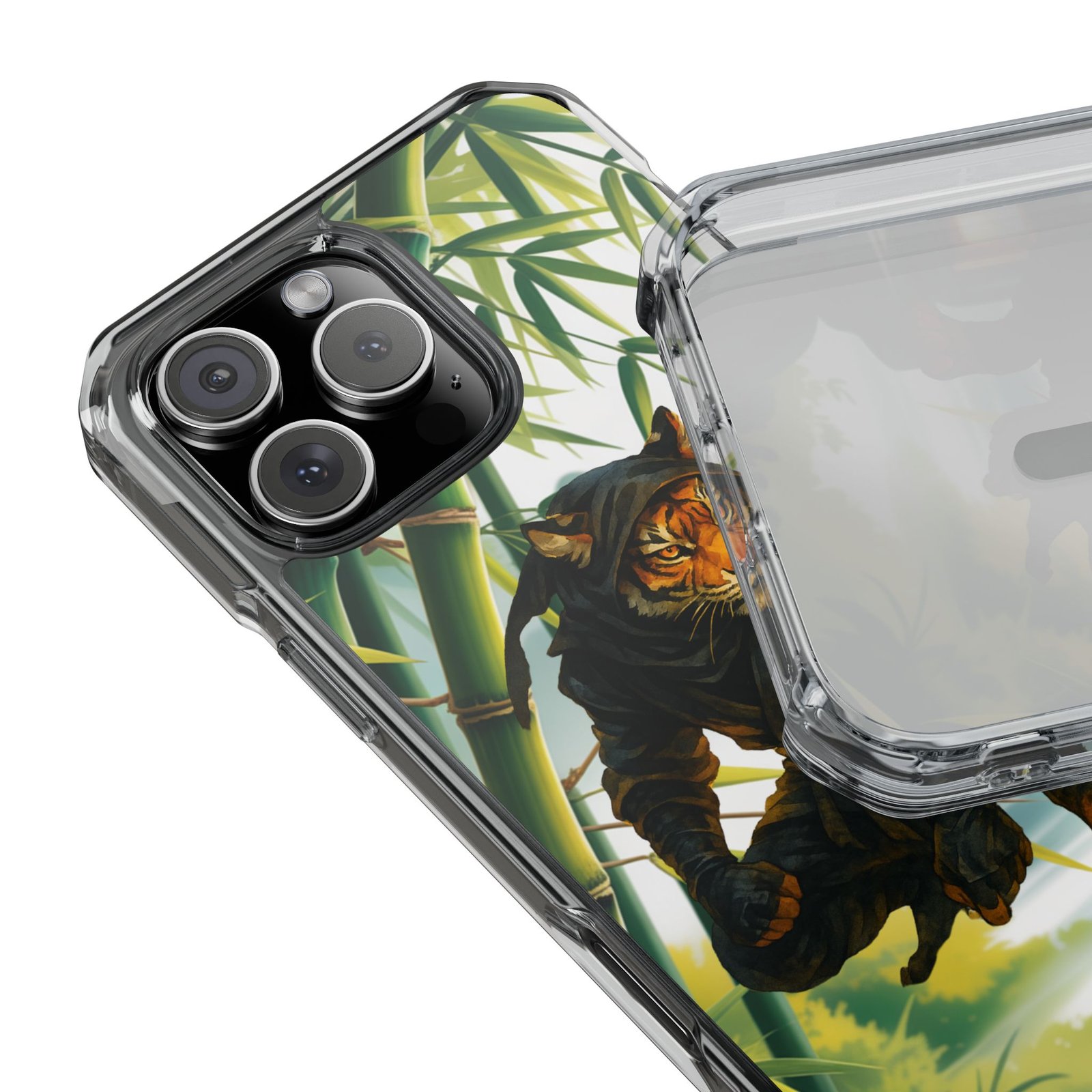 ninja tiger iphone case clear magnetic impact case, bold animal design, unique gift for cat lovers, phone protection, trendy accessories ninja tiger iphone case clear magnetic impact case, bold animal design, unique gift for cat lovers, phone protection, trendy accessories