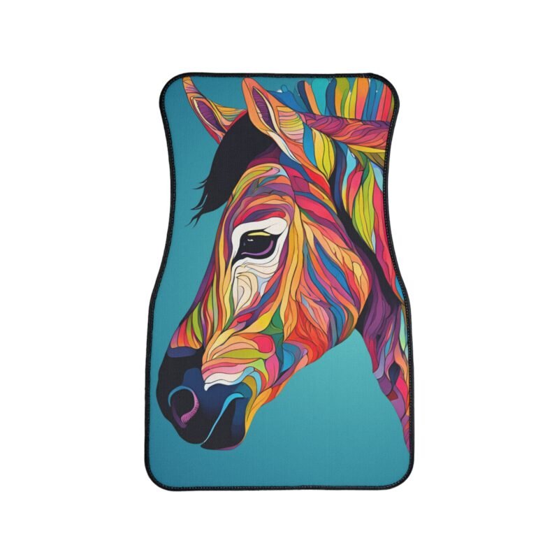 vibrant zebra car floor mat, colorful vehicle accessory, bohemian car decor, animal lover gift, unique car accessories