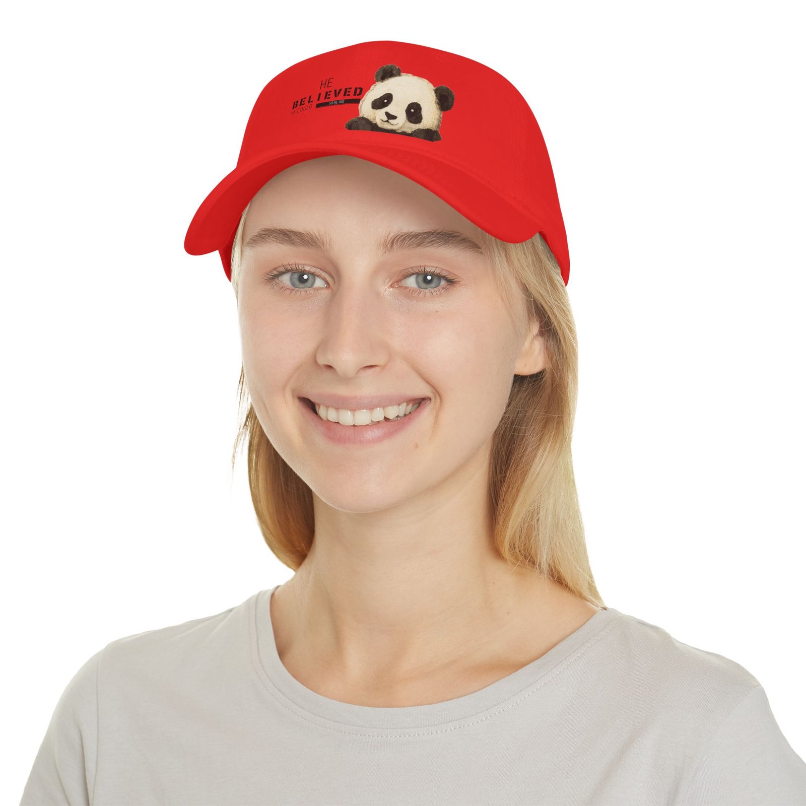 he believed panda cap | red baseball cap low profile cotton cap he believed panda cap | red baseball cap low profile cotton cap