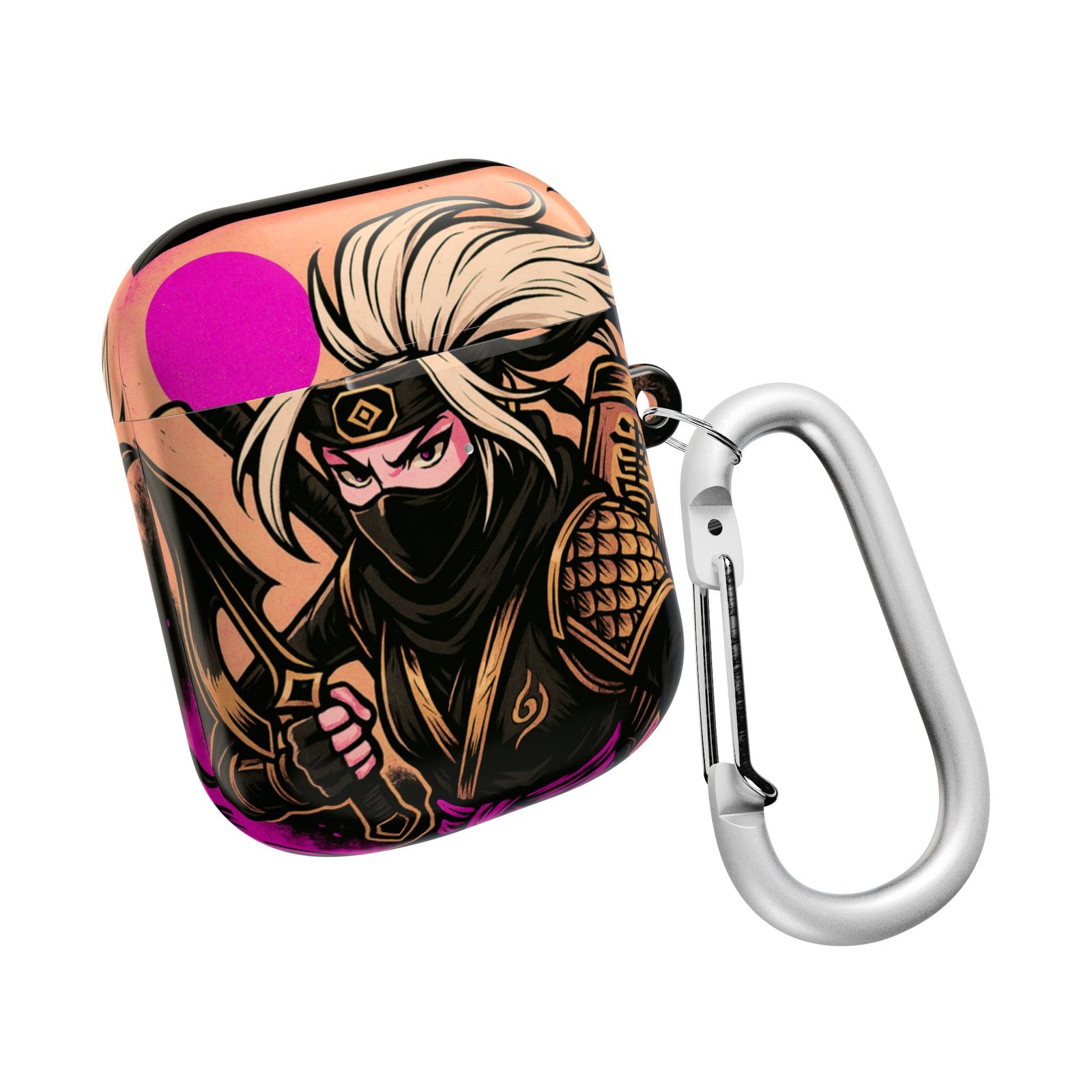 female ninja inspired airpod case, stylish earbud holder, unique gift for gamers, trendy tech accessories, fun anime design female ninja inspired airpod case, stylish earbud holder, unique gift for gamers, trendy tech accessories, fun anime design