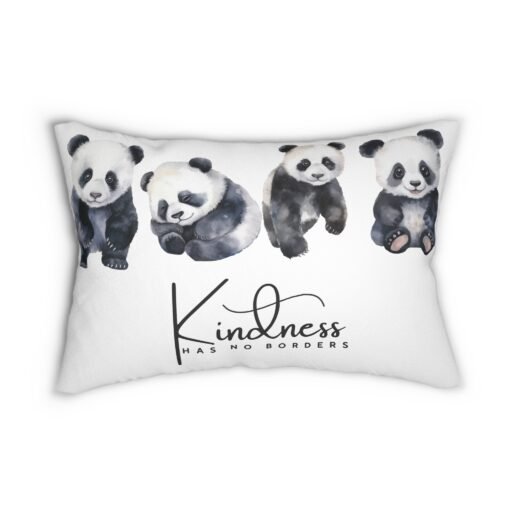 kindness panda spun polyester lumbar pillow (in white), decor, animal lovers gift, room accent, cozy home decor