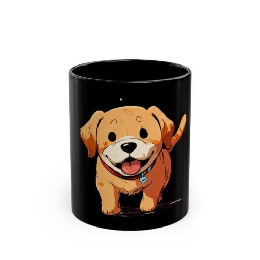 cute dog black mug 11oz and 15ozadorable pet coffee cup, dog lover gift, animal art mug, puppy lover present, fun kitchen decor