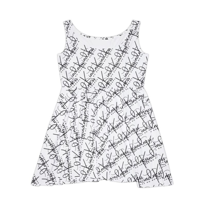 chic white words skater dress, fun summer dress, casual everyday wear, perfect for parties, festivals, and vacations