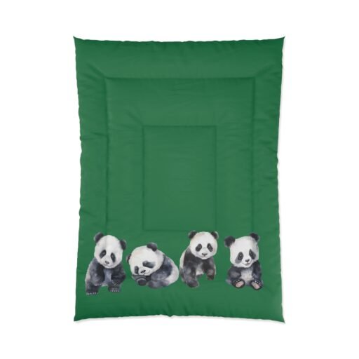 panda paradise comforter green cozy bedding for animal lovers, kids' room décor, gift, cute bedroom decor, his or her