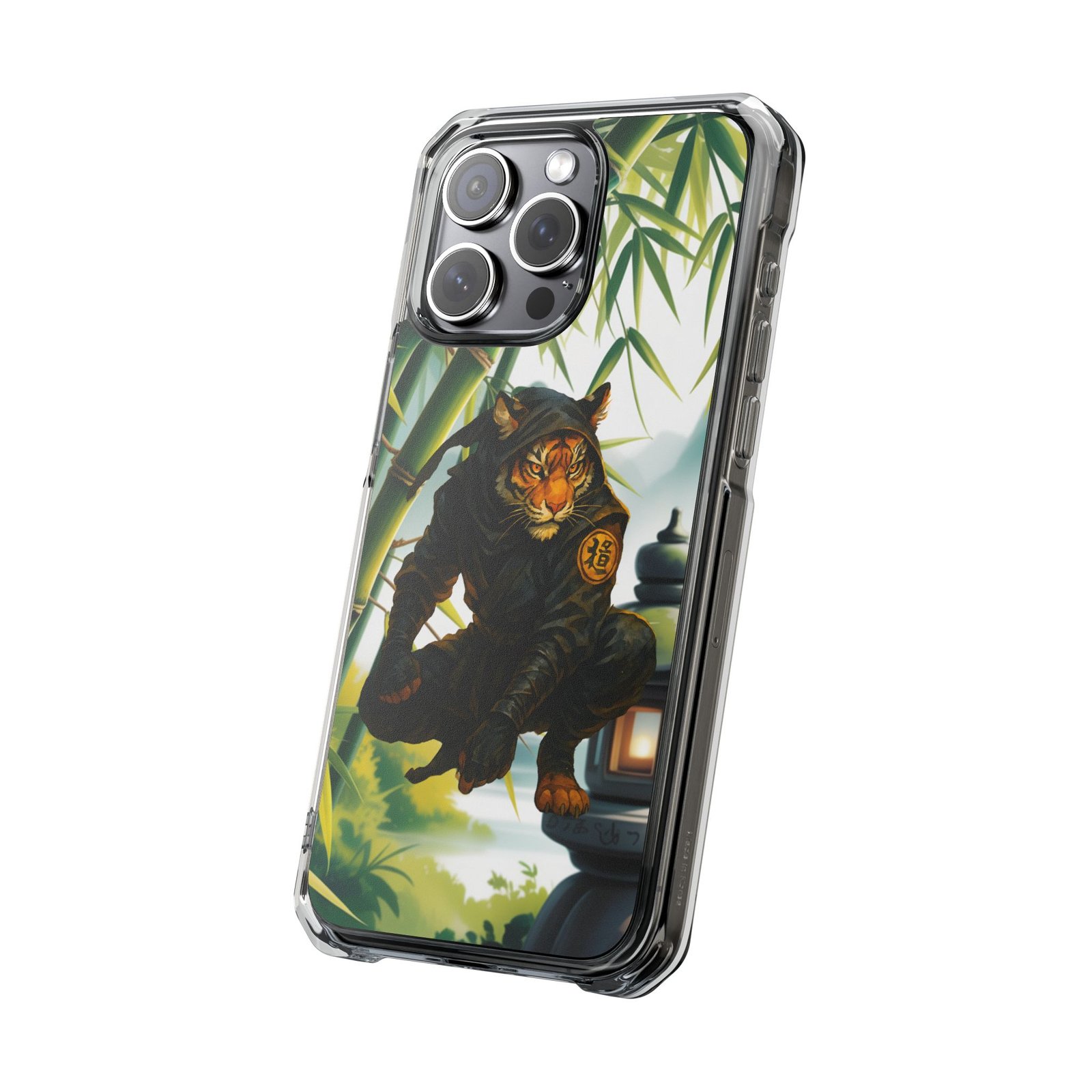 ninja tiger iphone case clear magnetic impact case, bold animal design, unique gift for cat lovers, phone protection, trendy accessories ninja tiger iphone case clear magnetic impact case, bold animal design, unique gift for cat lovers, phone protection, trendy accessories