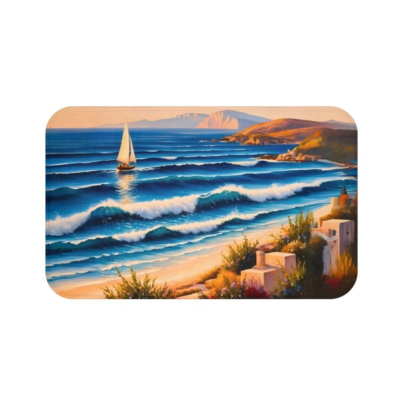 coastal waves bath mat, beach decor, nautical home accents, relaxing bathroom accessory, ocean inspired gift